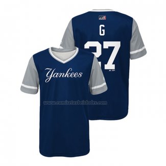 Camiseta Beisbol Nino New York Yankees Giancarlo Stanton 2018 LLWS Players Weekend G Azul