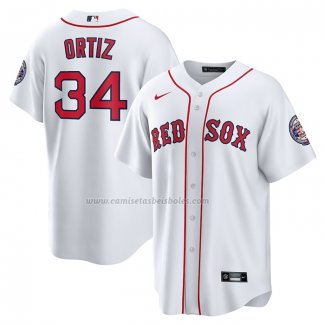 Camiseta Beisbol Hombre Boston Red Sox David Ortiz 2022 Hall Of Fame Primera Replica Blanco