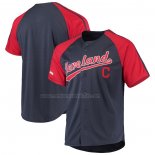 Camiseta Beisbol Hombre Cleveland Indians Button Down Raglan Replica Azul