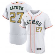 Camiseta Beisbol Hombre Houston Astros Jose Altuve 2023 Gold Collection Autentico Blanco