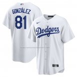 Camiseta Beisbol Hombre Los Angeles Dodgers Victor Gonzalez Primera Replica Blanco