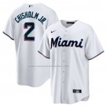 Camiseta Beisbol Hombre Miami Marlins Jazz Chisholm Jr. Primera Replica Blanco