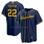Camiseta Beisbol Hombre Milwaukee Brewers Christian Yelich Alterno Replica Azul