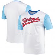 Camiseta Beisbol Hombre Minnesota Twins Cooperstown Collection Wordmark V-Neck Blanco