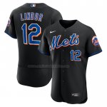 Camiseta Beisbol Hombre New York Mets Francisco Lindor 2022 Alterno Autentico Negro Camiseta Beisbol Hombre New York Mets Francisco Lindor 2022 Alterno Autentico Negro