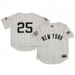 Camiseta Beisbol Hombre New York Yankees 25 Rings & Crwns Mesh Button Down Replica Crema