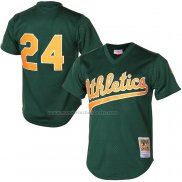 Camiseta Beisbol Hombre Oakland Athletics Rickey Henderson Mitchell & Ness 1998 Cooperstown Mesh Batting Practice Verde