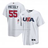 Camiseta Beisbol Hombre USA 2023 Ryan Pressly Replica Blanco