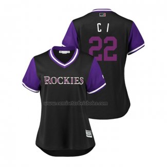 Camiseta Beisbol Mujer Colorado Rockies Chris Iannetta 2018 LLWS Players Weekend C I Negro