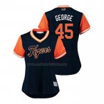 Camiseta Beisbol Mujer Detroit Tigers Buck Farmer 2018 LLWS Players Weekend George Azul