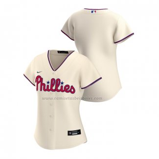Camiseta Beisbol Mujer Philadelphia Phillies Replica Alterno 2020 Crema