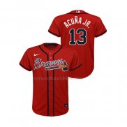 Camiseta Beisbol Nino Atlanta Braves Ronald Acuna Jr. Replica Alterno Rojo
