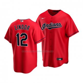 Camiseta Beisbol Nino Cleveland Guardians Francisco Lindor Replica Alterno 2020 Rojo