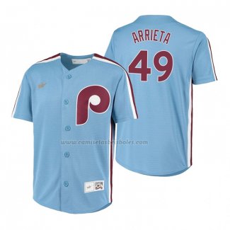 Camiseta Beisbol Nino Philadelphia Phillies Jake Arrieta Cooperstown Collection Road Azul