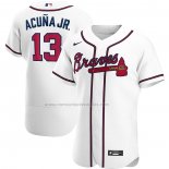 Camiseta Beisbol Hombre Atlanta Braves Ronald Acuna Jr. Primera Autentico Blanco