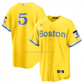 Camiseta Beisbol Hombre Boston Red Sox Enrique Hernandez 2021 City Connect Replica Oro