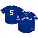 Camiseta Beisbol Hombre Brooklyn Royal Giants 5 Rings & Crwns Royal Mesh Replica V-Neck Azul