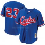 Camiseta Beisbol Hombre Chicago Cubs Ryne Sandberg Mitchell & Ness Cooperstown Collection Mesh Batting Practice Button Up Azul