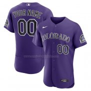 Camiseta Beisbol Hombre Colorado Rockies Alterno Autentico Personalizada Violeta