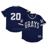 Camiseta Beisbol Hombre Homestead Grays 20 Rings & Crwns Mesh Replica V-Neck Azul