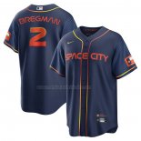 Camiseta Beisbol Hombre Houston Astros Alex Bregman 2022 City Connect Replica Azul