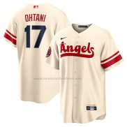 Camiseta Beisbol Hombre Los Angeles Angels Shohei Ohtani 2022 City Connect Replica Crema