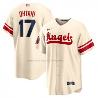 Camiseta Beisbol Hombre Los Angeles Angels Shohei Ohtani 2022 City Connect Replica Crema