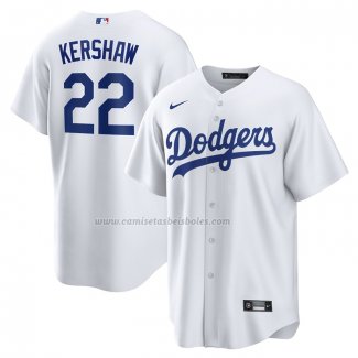 Camiseta Beisbol Hombre Los Angeles Dodgers Clayton Kershaw Primera Replica Blanco