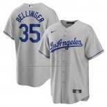 Camiseta Beisbol Hombre Los Angeles Dodgers Cody Bellinger Road Replica Gris