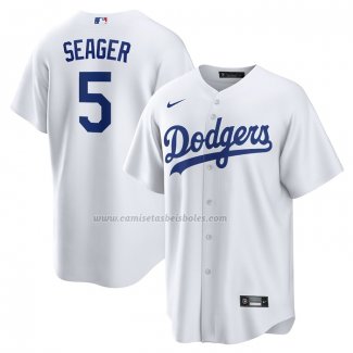 Camiseta Beisbol Hombre Los Angeles Dodgers Corey Seager Primera Replica Blanco