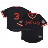 Camiseta Beisbol Hombre Louisville Caps 3 Rings & Crwns Mesh Replica V-Neck Negro
