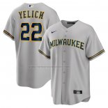Camiseta Beisbol Hombre Milwaukee Brewers Christian Yelich Alterno Replica Gris