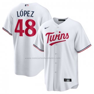 Camiseta Beisbol Hombre Minnesota Twins Jorge Lopez Primera Replica Blanco