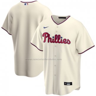 Camiseta Beisbol Hombre Philadelphia Phillies Alterno Replica Crema