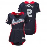 Camiseta Beisbol Mujer All Star 2018 Alex Bregman Primera Run Derby American League Azul