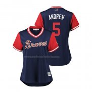 Camiseta Beisbol Mujer Atlanta Braves Freddie Freeman 2018 LLWS Players Weekend Andrew Azul