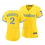 Camiseta Beisbol Mujer Boston Red Sox Xander Bogaerts 2021 City Connect Replica Oro