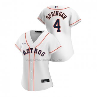 Camiseta Beisbol Mujer Houston Astros George Springer Replica Primera 2020 Blanco