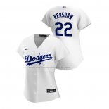 Camiseta Beisbol Mujer Los Angeles Dodgers Clayton Kershaw Replica Primera 2020 Blanco