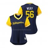 Camiseta Beisbol Mujer Milwaukee Brewers Aaron Wilkerson 2018 LLWS Players Weekend Wilky Azul