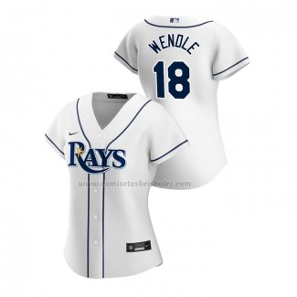 Camiseta Beisbol Mujer Tampa Bay Rays Joey Wendle Replica Primera 2020 Blanco
