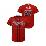 Camiseta Beisbol Nino Atlanta Braves Austin Riley Replica Alterno Rojo