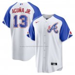 Camiseta Beisbol Hombre Atlanta Braves Ronald Acua Jr. 2023 City Connect Replica Blanco