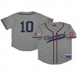 Camiseta Beisbol Hombre Cleveland Buckeyes 10 Rings & Crwns Mesh Button Down Replica Gris