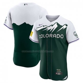 Camiseta Beisbol Hombre Colorado Rockies 2022 City Connect Autentico Verde