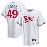 Camiseta Beisbol Hombre Minnesota Twins Pablo Lopez Primera Replica Blanco