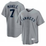 Camiseta Beisbol Hombre New York Yankees Mickey Mantle Road Cooperstown Collection Gris Camiseta Beisbol Hombre New York Yankees Mickey Mantle Road Cooperstown Collection Gris