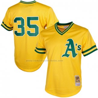 Camiseta Beisbol Hombre Oakland Athletics Rickey Henderson Mitchell & Ness Cooperstown Mesh Batting Practice Amarillo