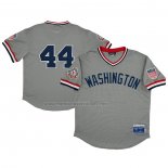 Camiseta Beisbol Hombre Washington Senators 44 Rings & Crwns Mesh Replica V-Neck Gris