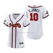 Camiseta Beisbol Mujer Atlanta Braves Chipper Jones 2022 Gold Program Replica Blanco